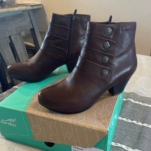 Brown Dansko leather booties, size 10